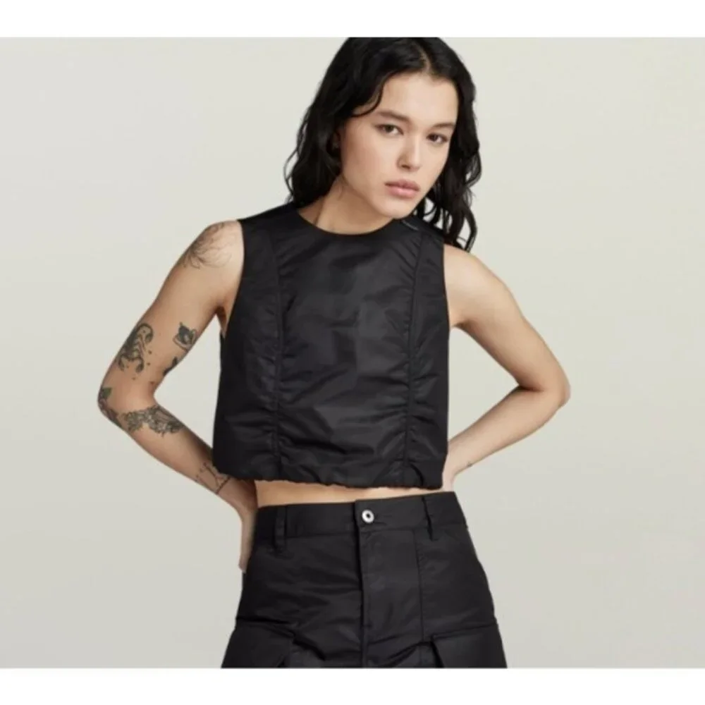 G-Star MA-1 Cropped Sleeveless Padded Top – Dark Black – XS (NWT) - Picture 1 of 11